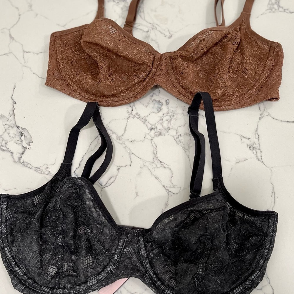 2 size 34DD Body By Victoria Unlined Demi lace bras